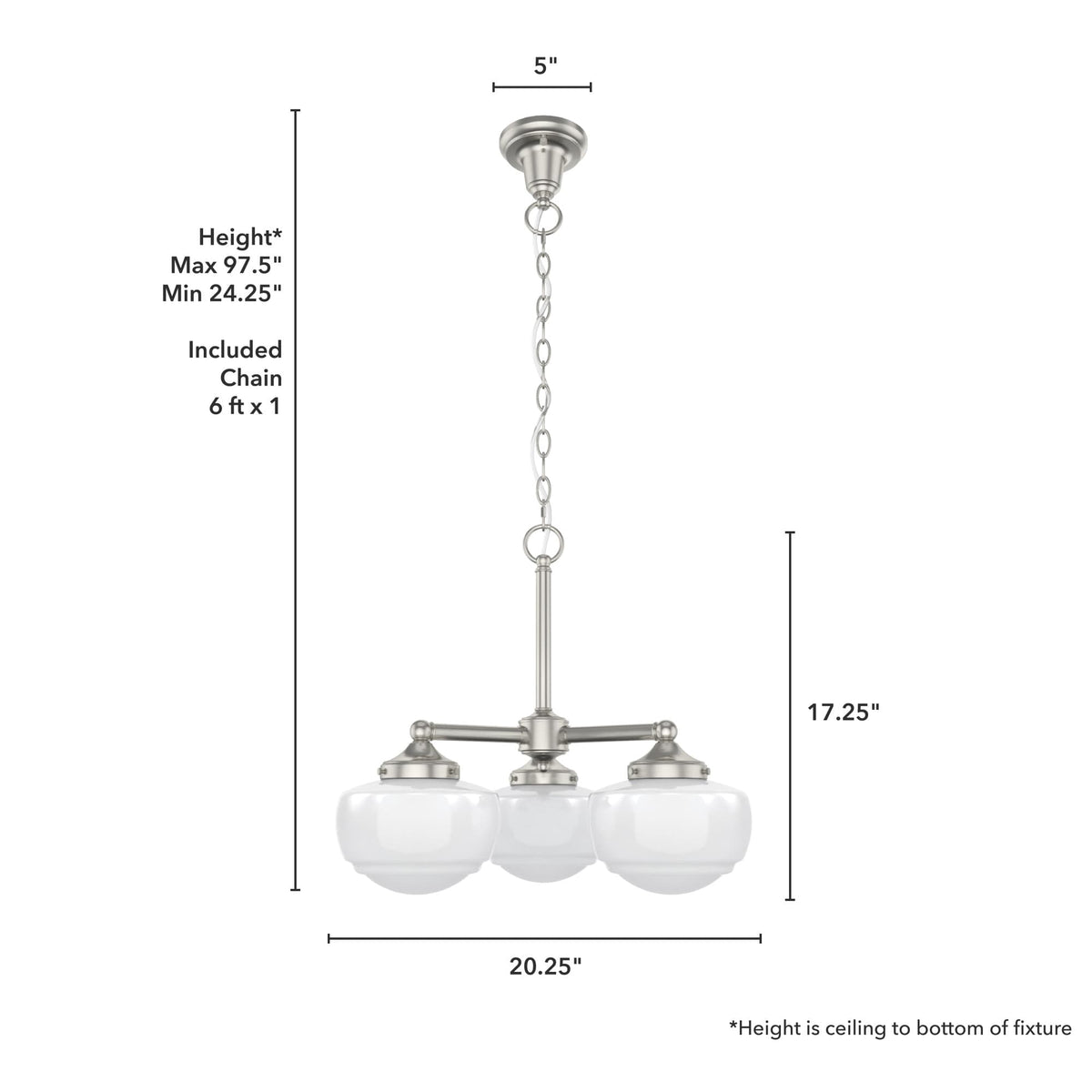 Hunter Saddle Creek 3-Light Brushed Nickel Transitional Led Chandelier