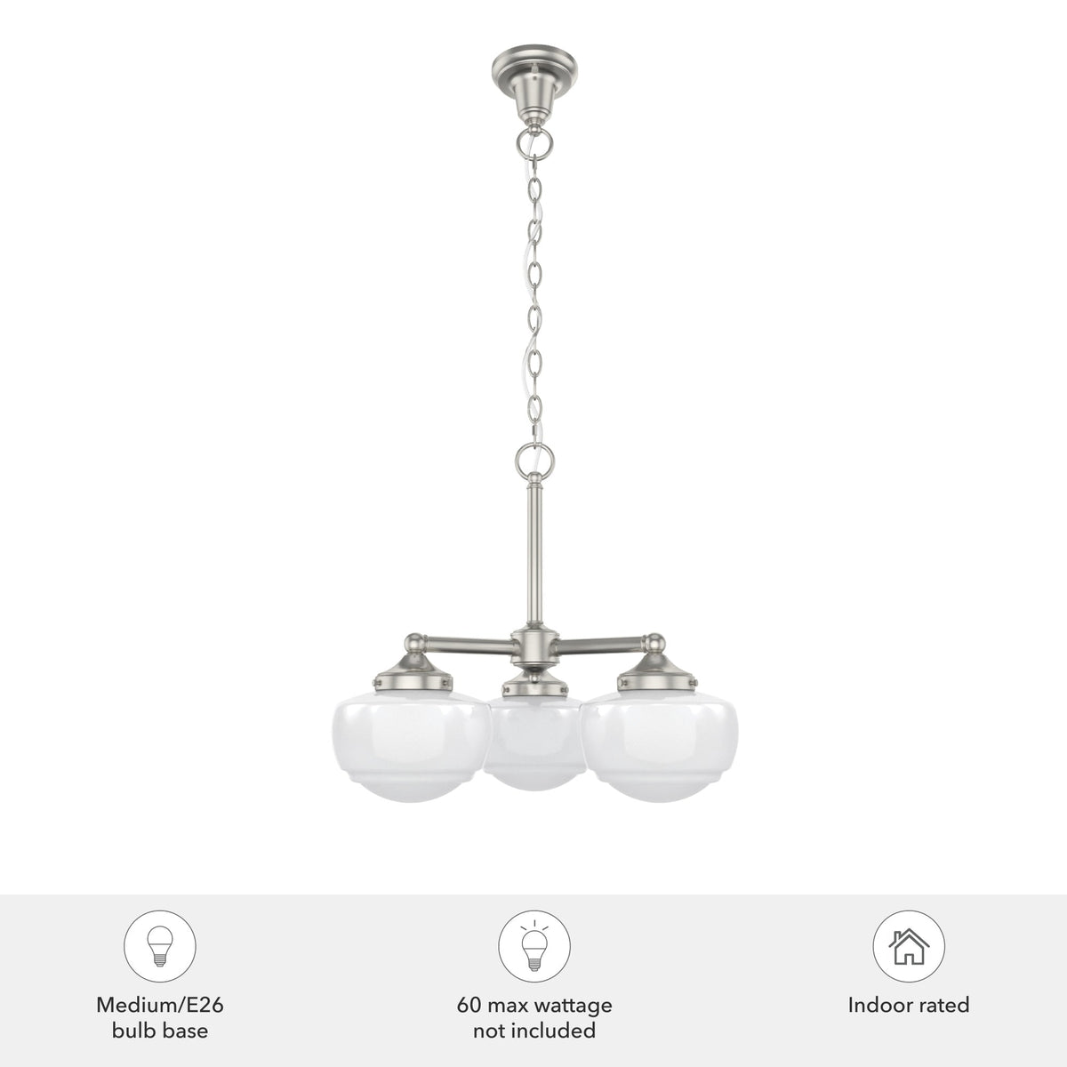 Hunter Saddle Creek 3-Light Brushed Nickel Transitional Led Chandelier