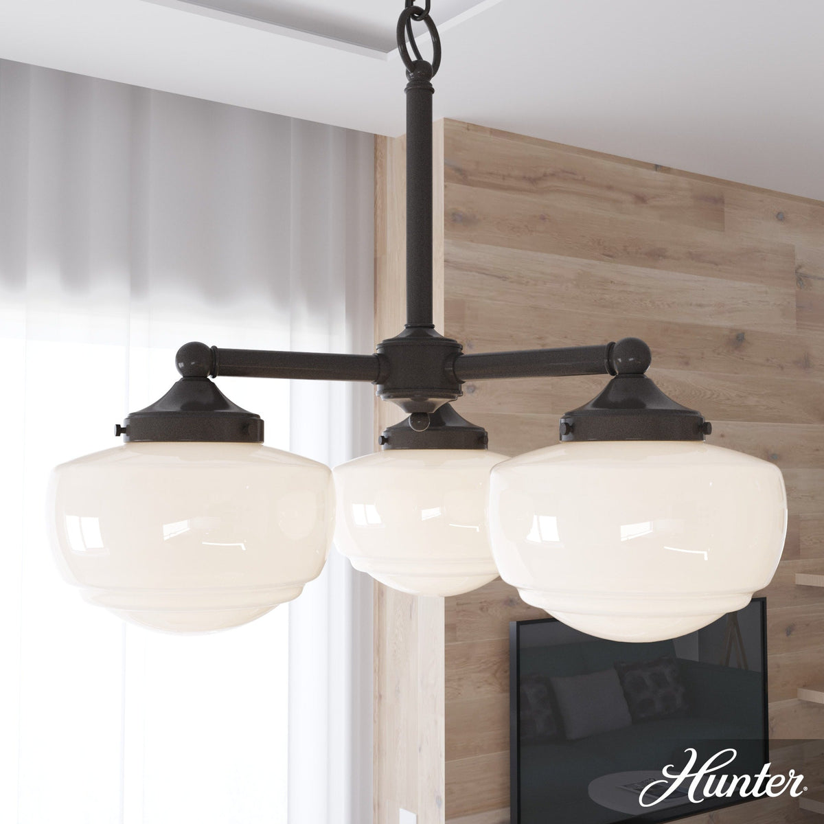 Hunter Saddle Creek 3-Light Satin Bronze Transitional Led Chandelier