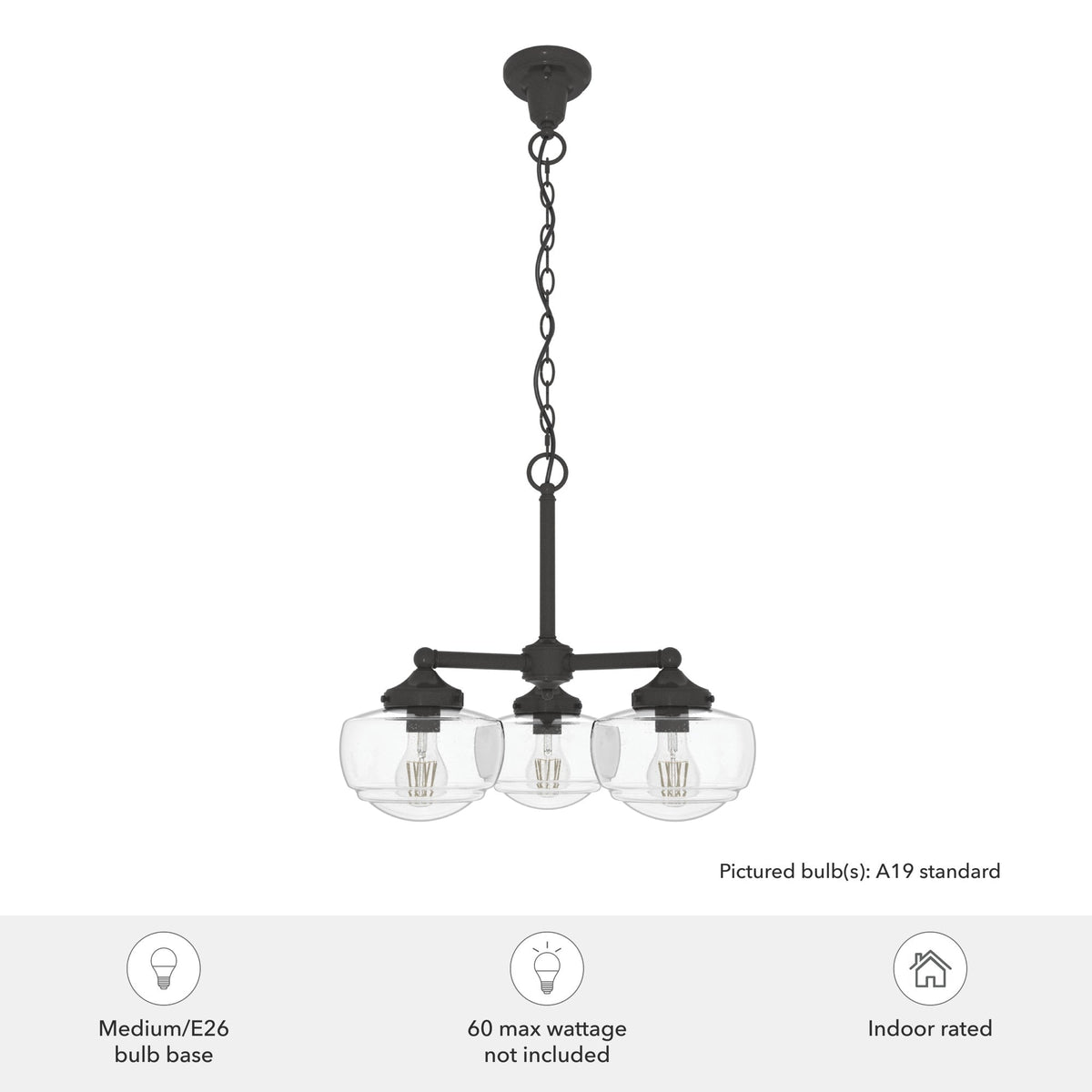 Hunter Saddle Creek 3-Light Satin Bronze Transitional Led Chandelier