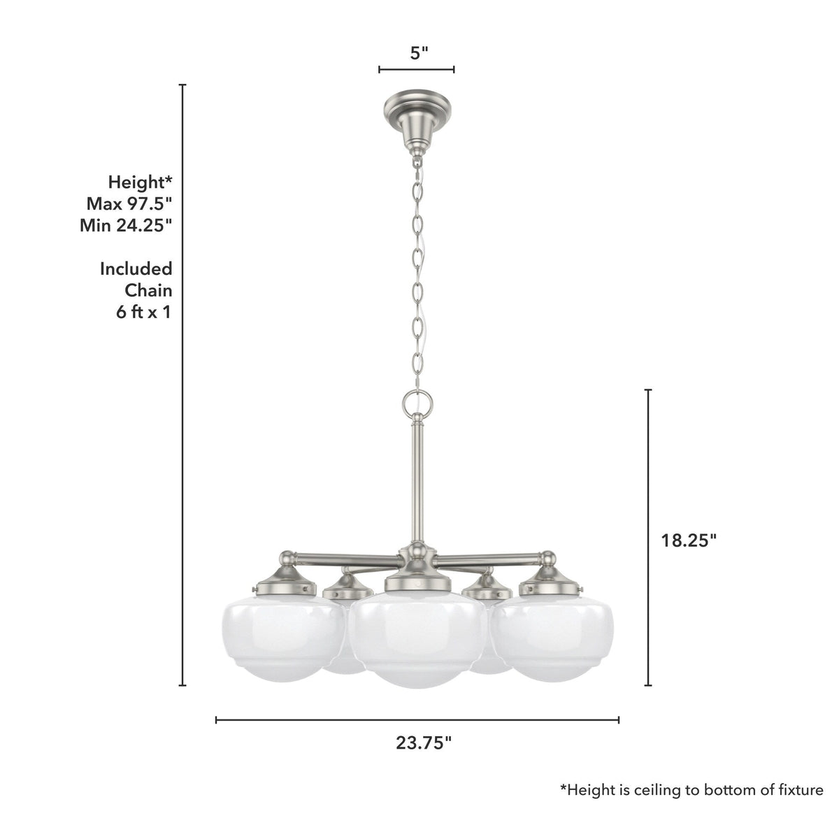 Hunter Saddle Creek 5-Light Brushed Nickel Transitional Led Chandelier