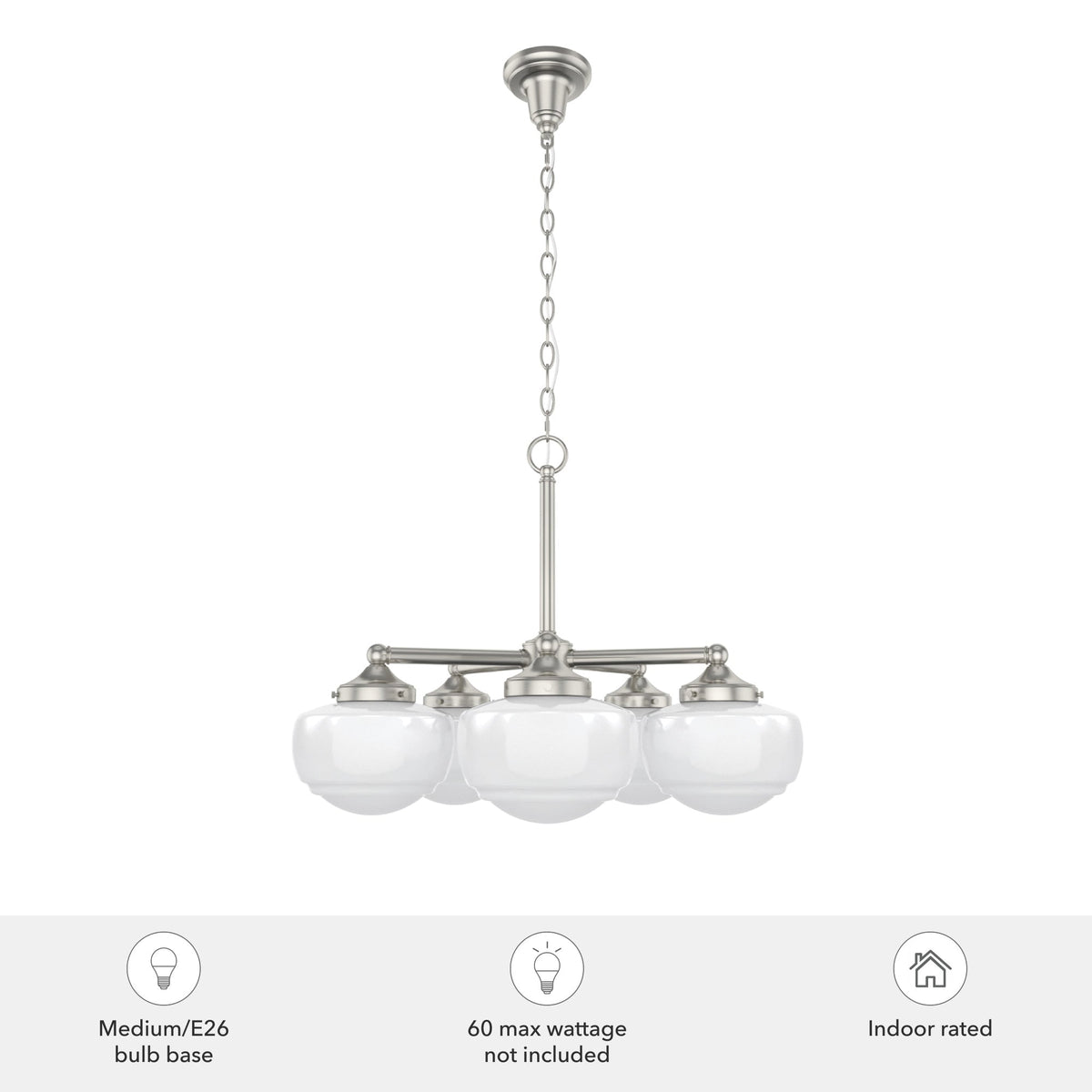 Hunter Saddle Creek 5-Light Brushed Nickel Transitional Led Chandelier