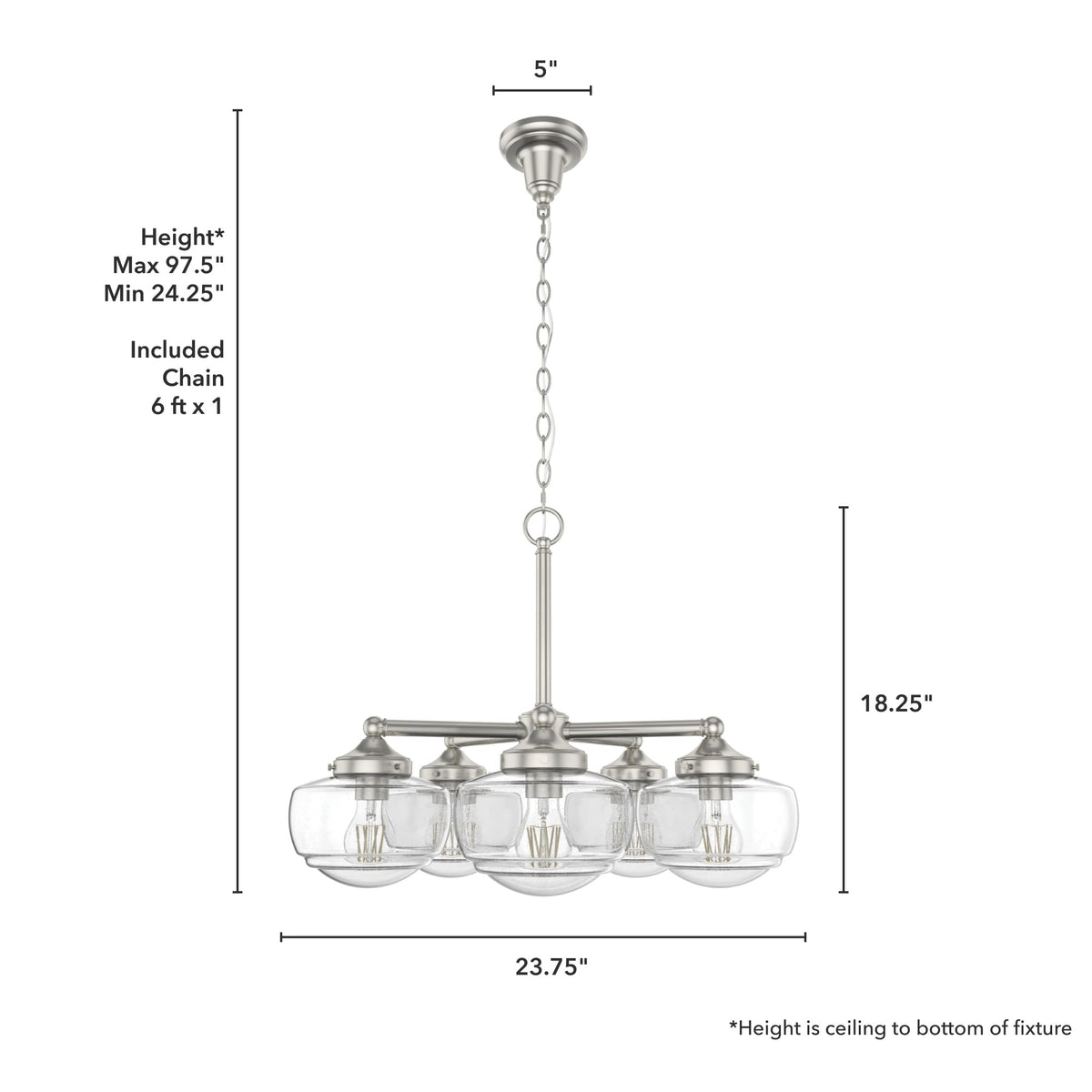 Hunter Saddle Creek 5-Light Brushed Nickel Transitional Led Chandelier