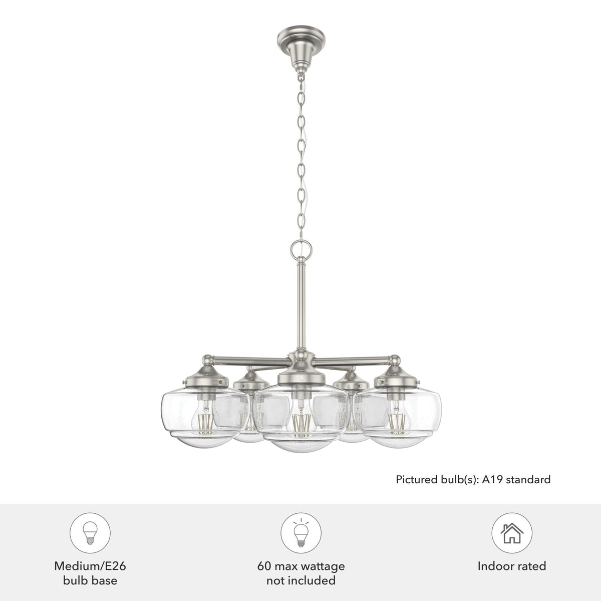 Hunter Saddle Creek 5-Light Brushed Nickel Transitional Led Chandelier