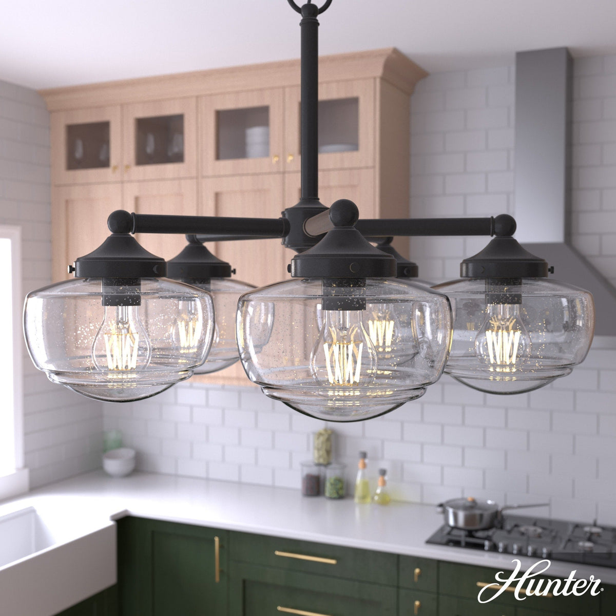 Hunter Saddle Creek 5-Light Satin Bronze Transitional Led Chandelier