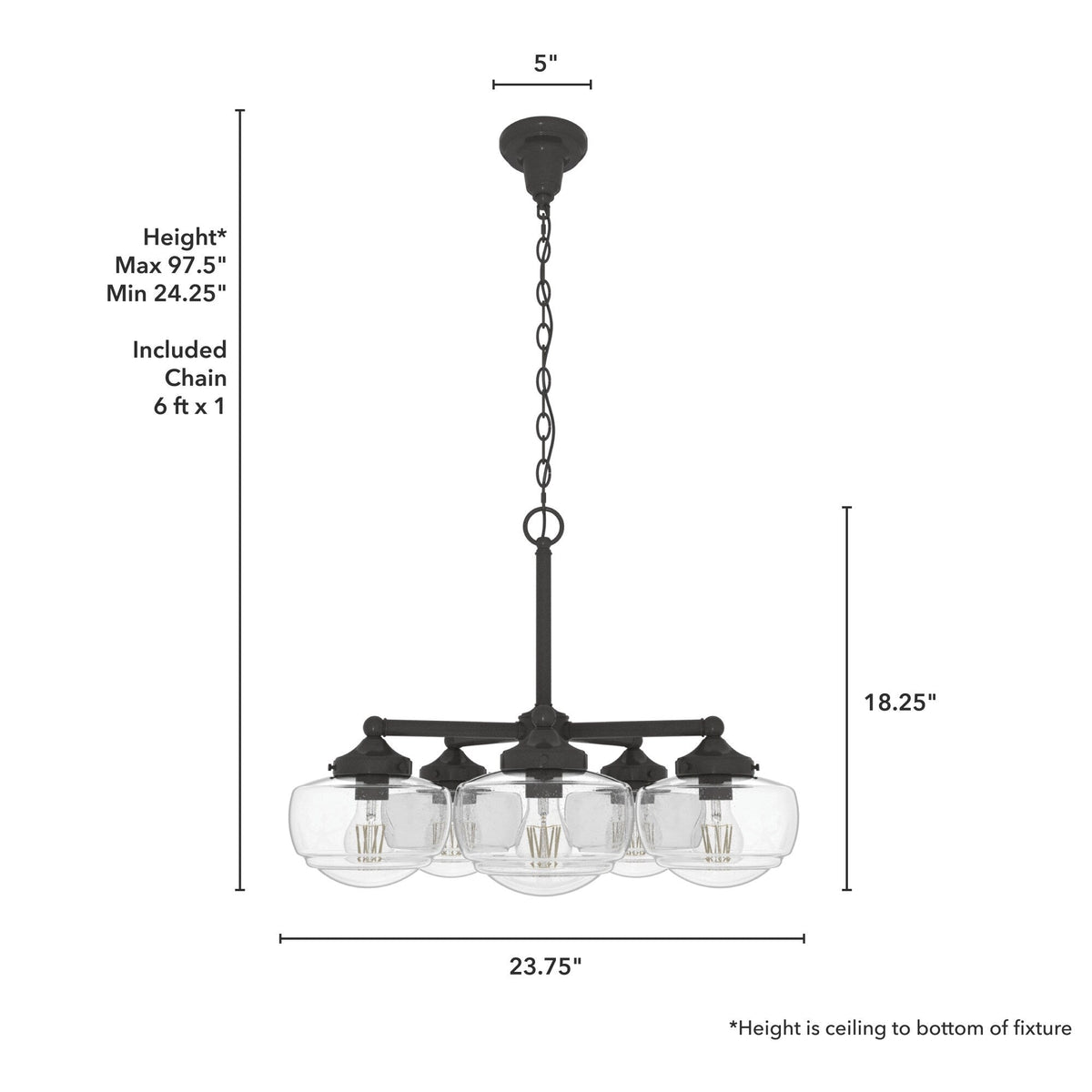 Hunter Saddle Creek 5-Light Satin Bronze Transitional Led Chandelier