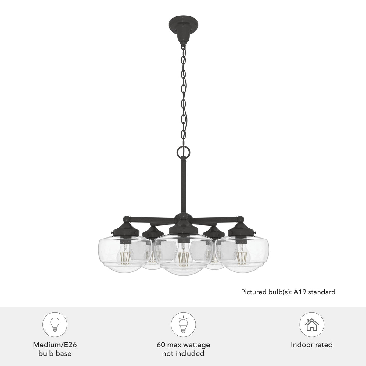 Hunter Saddle Creek 5-Light Satin Bronze Transitional Led Chandelier