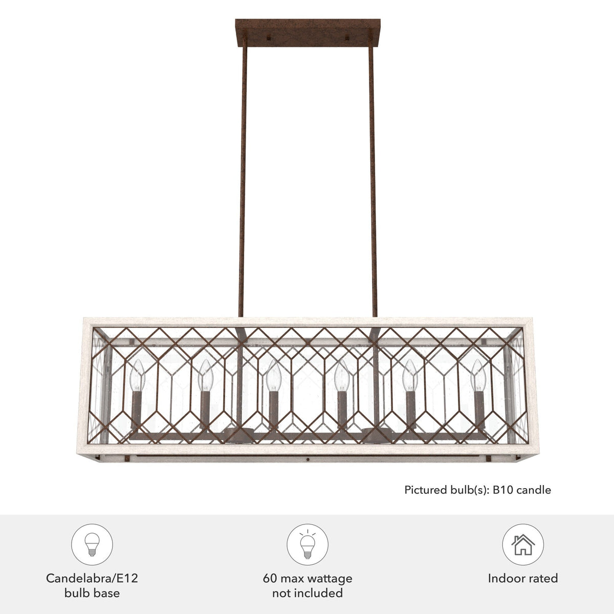 Hunter Chevron 8-Light Distressed Brown Modern/Contemporary Led Chandelier