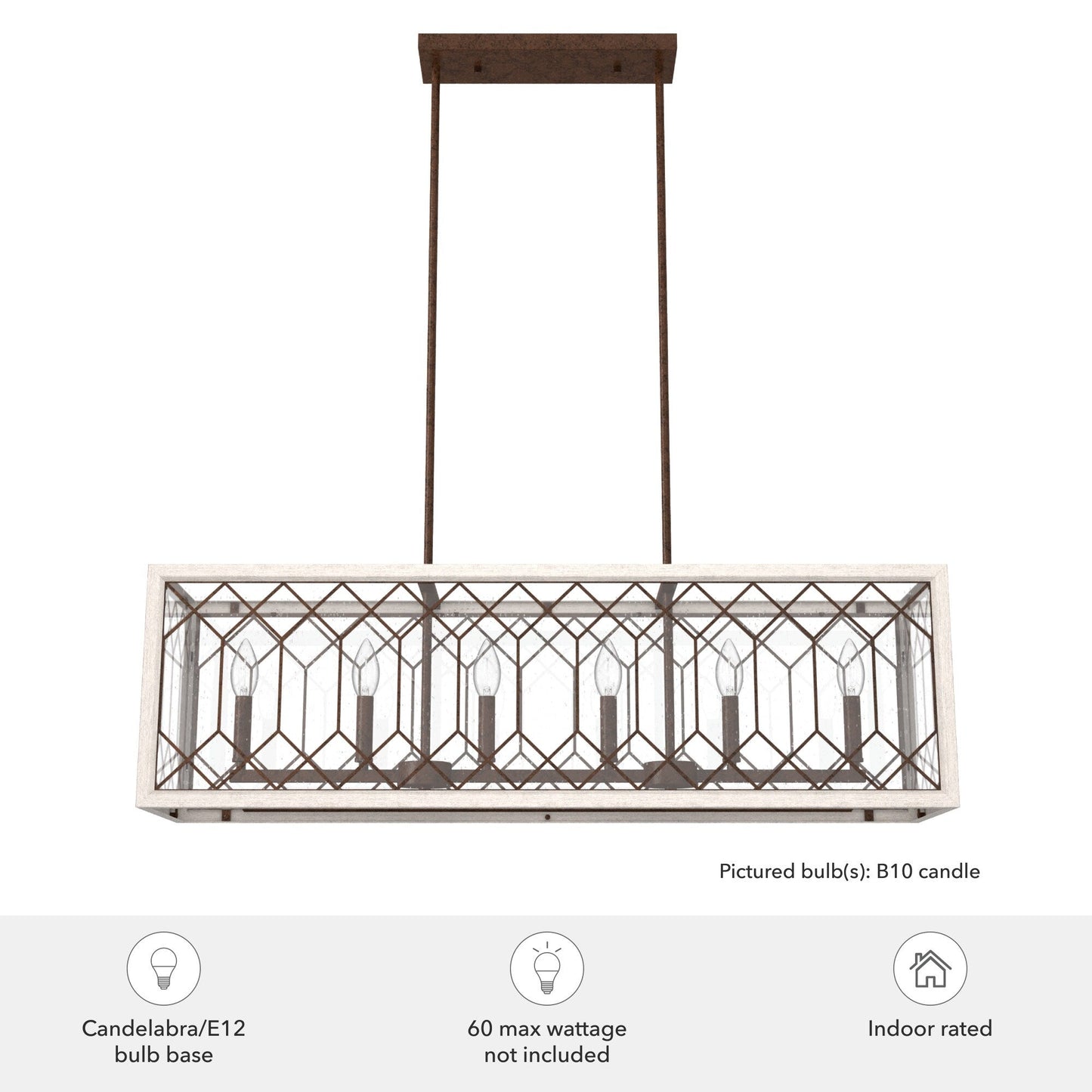 Hunter Chevron 8-Light Distressed Brown Modern/Contemporary Led Chandelier