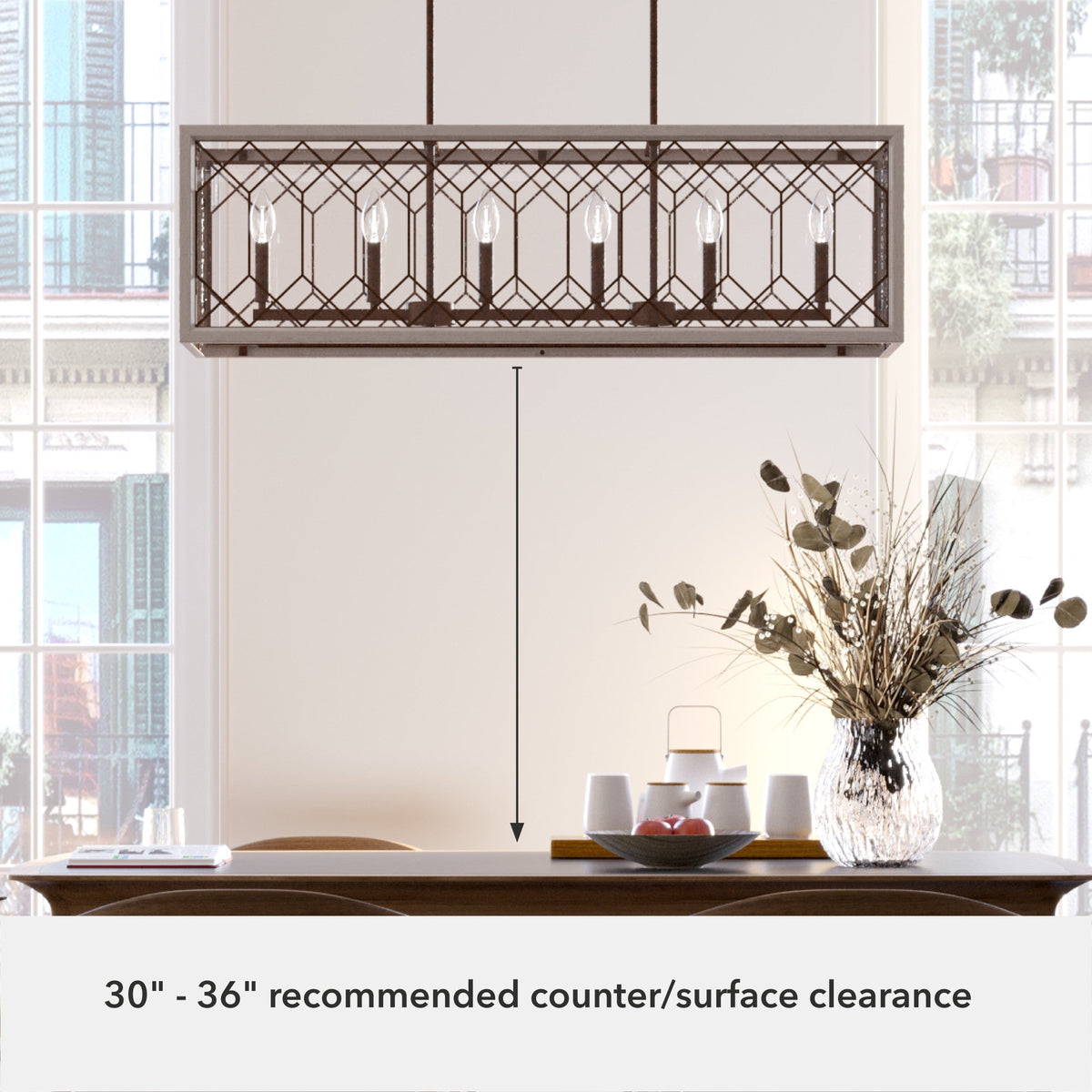 Hunter Chevron 8-Light Distressed Brown Modern/Contemporary Led Chandelier