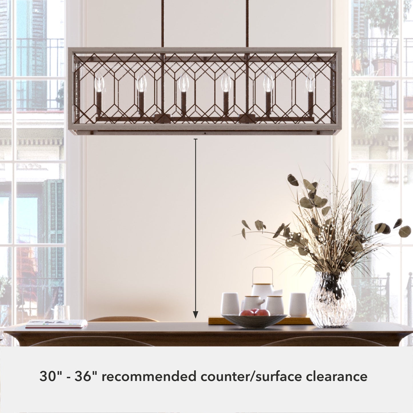 Hunter Chevron 8-Light Distressed Brown Modern/Contemporary Led Chandelier