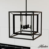 Hunter Doherty 4-Light Matte Black Modern/Contemporary Led Bare Bulb Chandelier