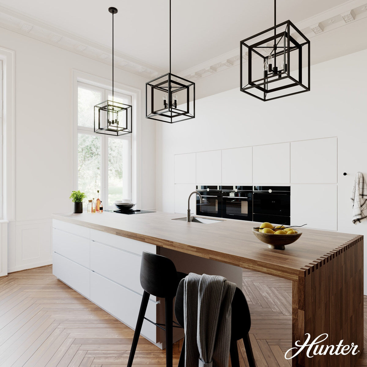 Hunter Doherty 4-Light Matte Black Modern/Contemporary Led Bare Bulb Chandelier