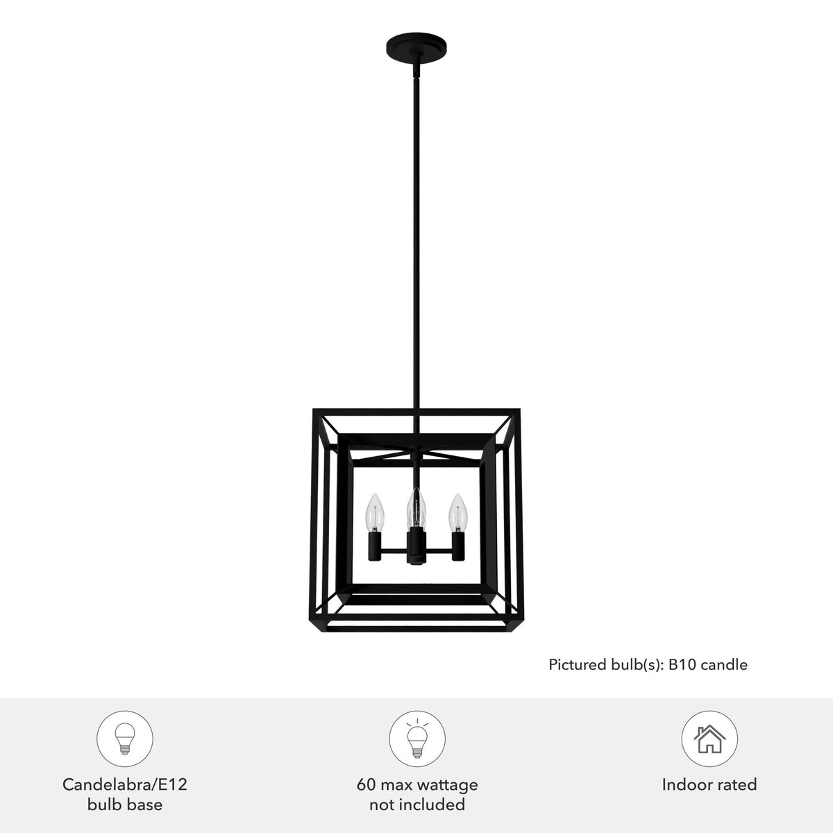 Hunter Doherty 4-Light Matte Black Modern/Contemporary Led Bare Bulb Chandelier