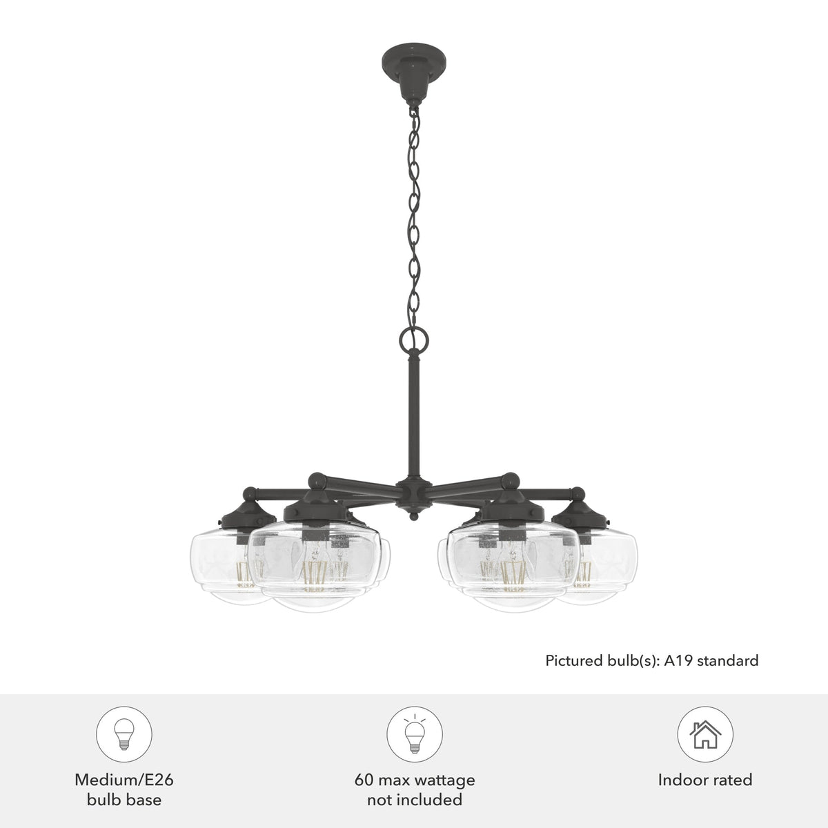 Hunter Saddle Creek 6-Light Satin Bronze Transitional Led Chandelier