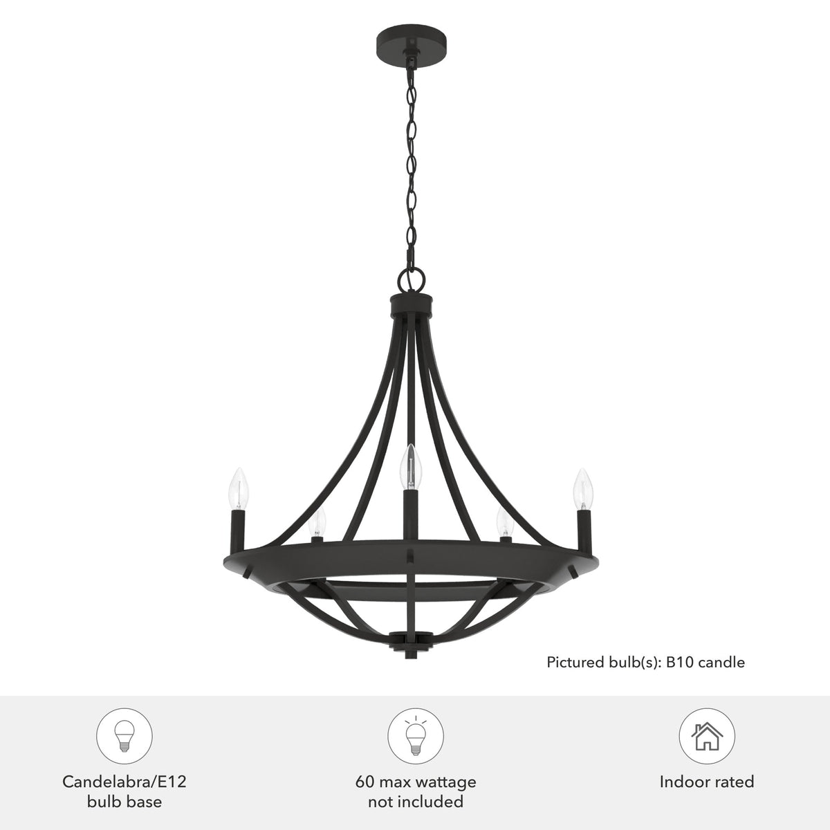 Hunter Perch Point 5-Light Satin Bronze Transitional Led Chandelier