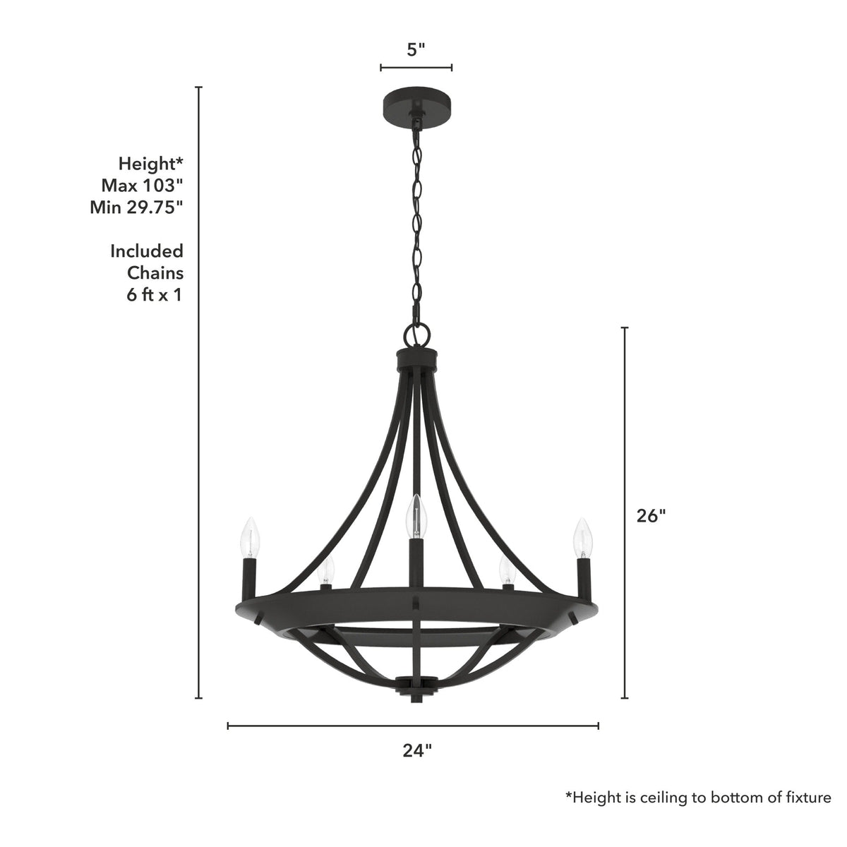 Hunter Perch Point 5-Light Satin Bronze Transitional Led Chandelier