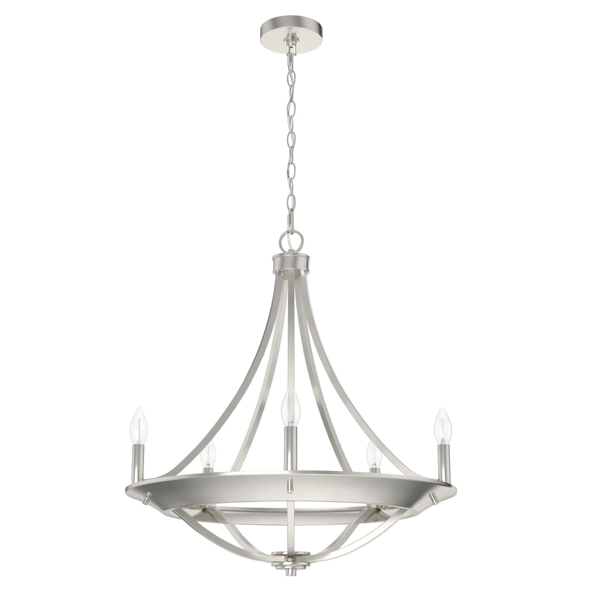 Hunter Perch Point 5-Light Brushed Nickel Transitional Led Chandelier