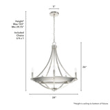 Hunter Perch Point 5-Light Brushed Nickel Transitional Led Chandelier
