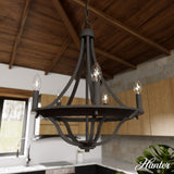 Hunter Perch Point 5-Light Satin Bronze Transitional Led Chandelier