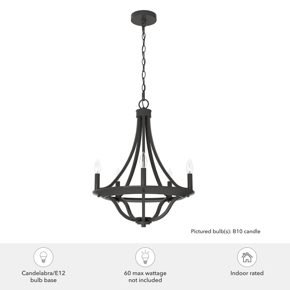 Hunter Perch Point 5-Light Satin Bronze Transitional Led Chandelier