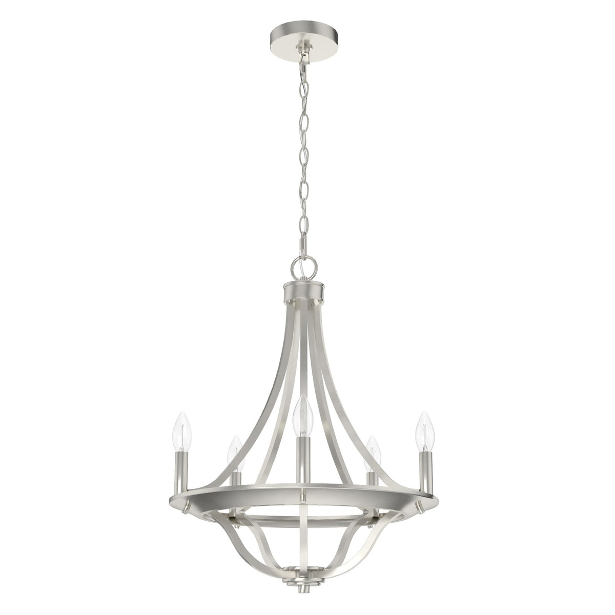Hunter Perch Point 5-Light Brushed Nickel Transitional Led Chandelier