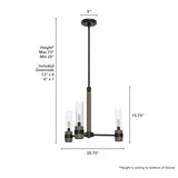 Hunter River Mill 3-Light Matte Black Rustic Led Bare Bulb Chandelier