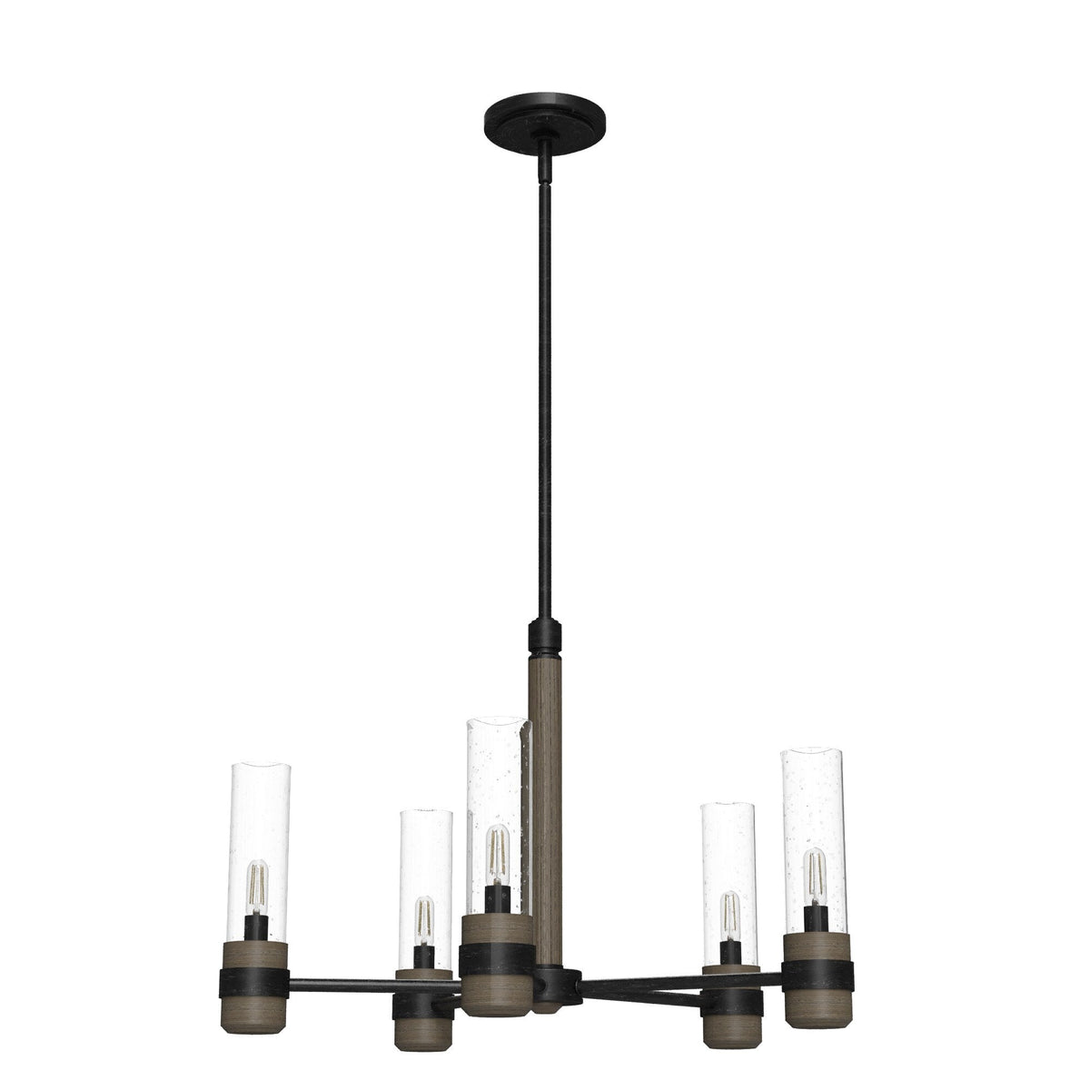 Hunter River Mill 5-Light Matte Black Rustic Led Bare Bulb Chandelier