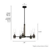 Hunter River Mill 5-Light Matte Black Rustic Led Bare Bulb Chandelier