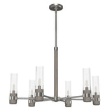 Hunter River Mill 6-Light Brushed Nickel Rustic Led Bare Bulb Chandelier