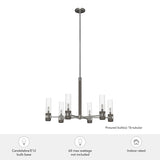 Hunter River Mill 6-Light Brushed Nickel Rustic Led Bare Bulb Chandelier