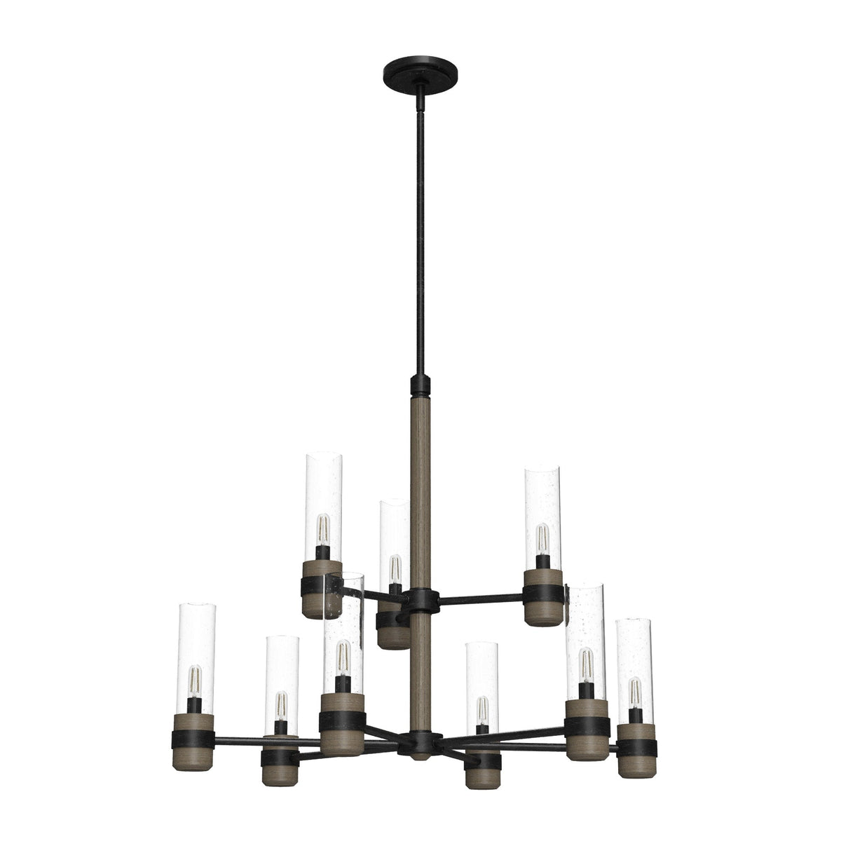 Hunter River Mill 9-Light Matte Black Rustic Led Bare Bulb Chandelier