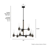 Hunter River Mill 9-Light Matte Black Rustic Led Bare Bulb Chandelier