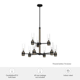 Hunter River Mill 9-Light Matte Black Rustic Led Bare Bulb Chandelier