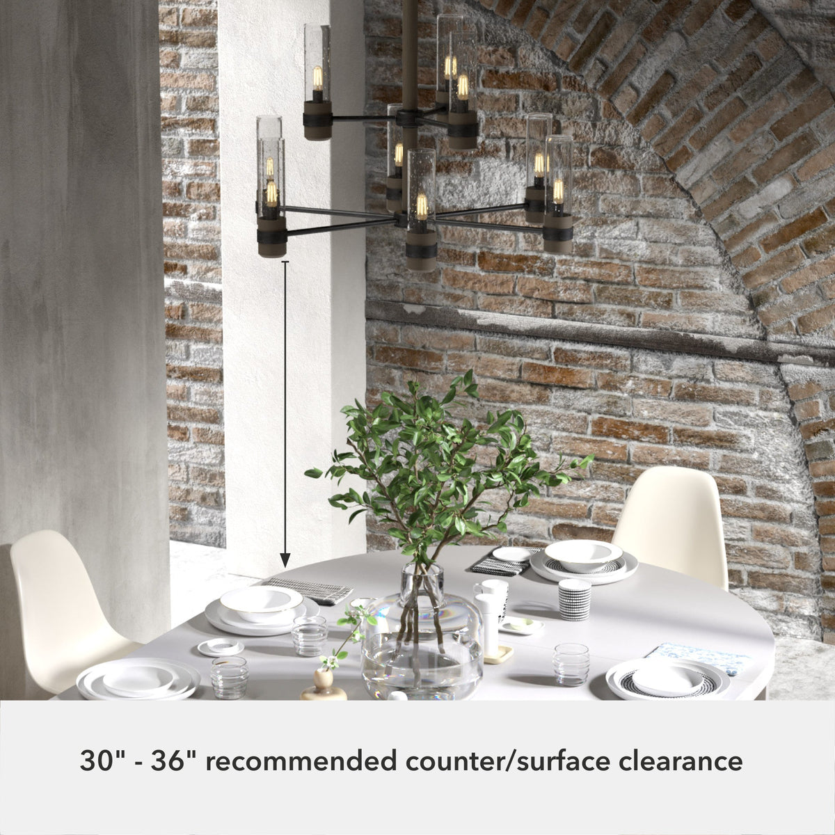Hunter River Mill 9-Light Matte Black Rustic Led Bare Bulb Chandelier