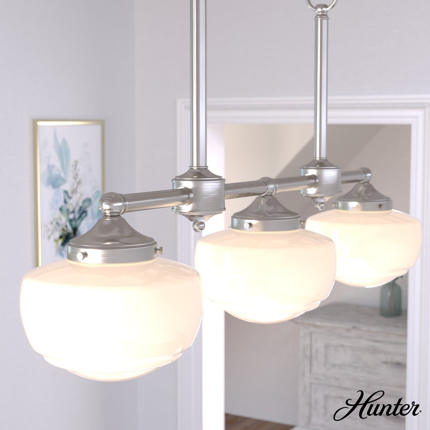 Hunter Saddle Creek 3-Light Brushed Nickel Transitional Led Chandelier