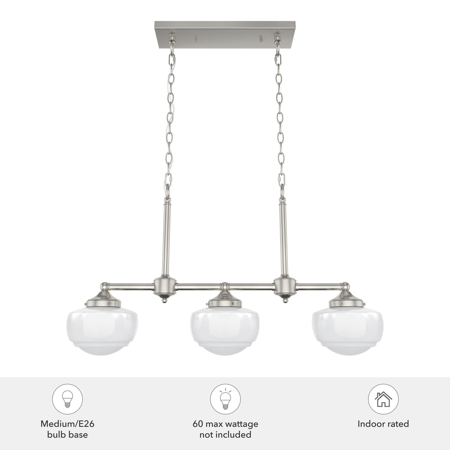 Hunter Saddle Creek 3-Light Brushed Nickel Transitional Led Chandelier