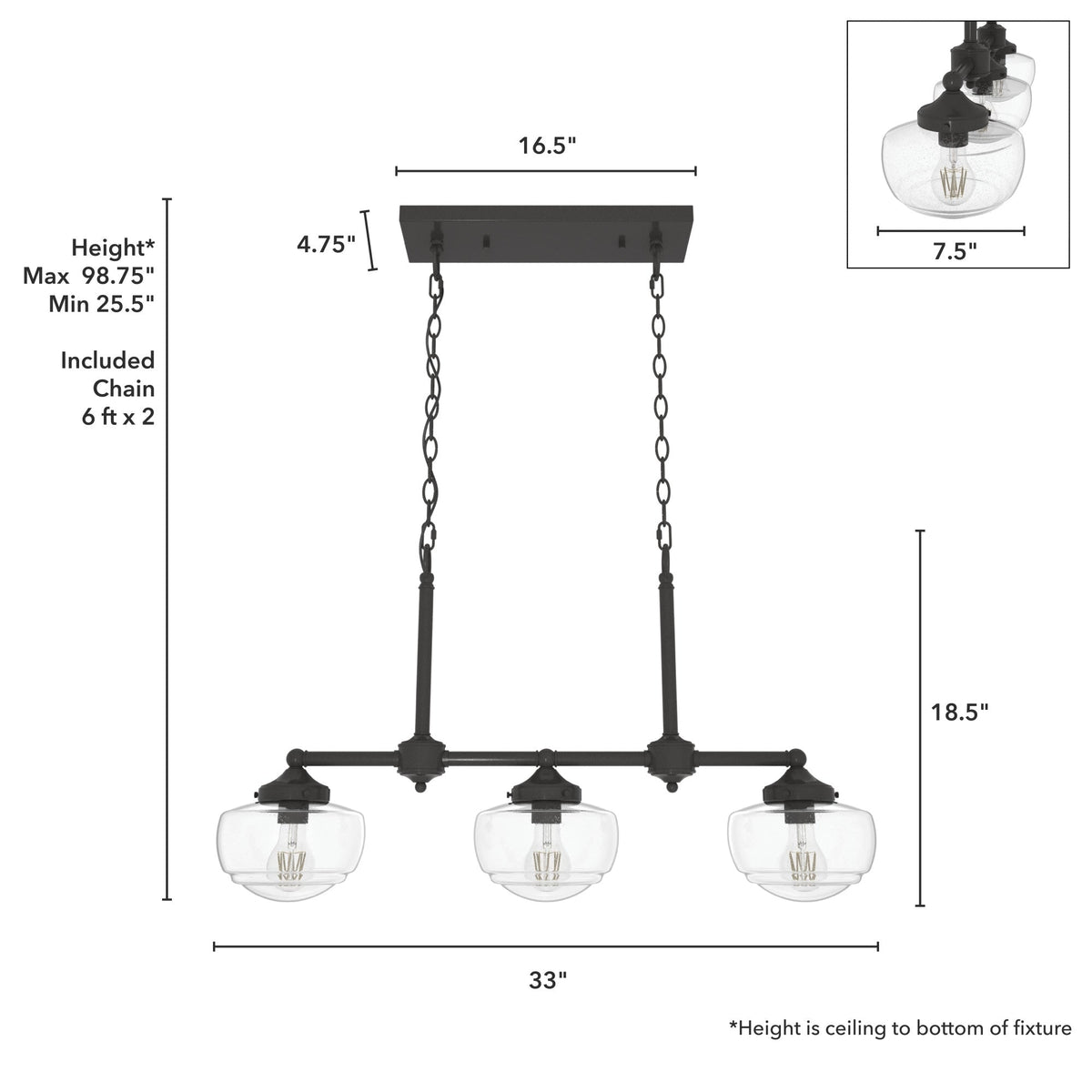 Hunter Saddle Creek 3-Light Satin Bronze Transitional Led Chandelier