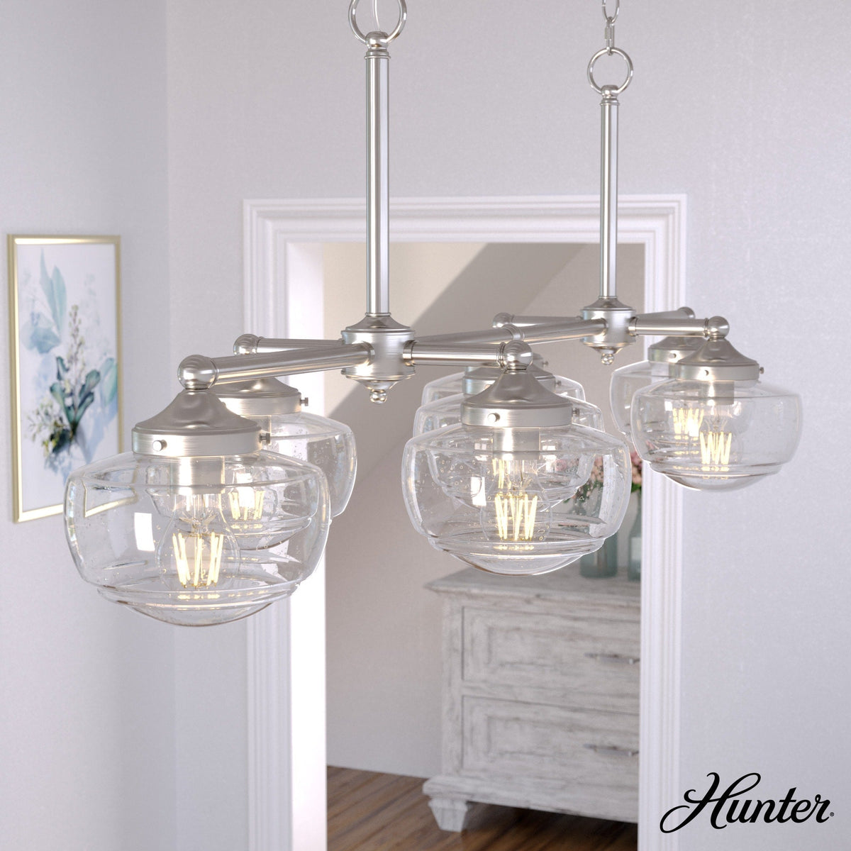 Hunter Saddle Creek 7-Light Brushed Nickel Transitional Led Chandelier