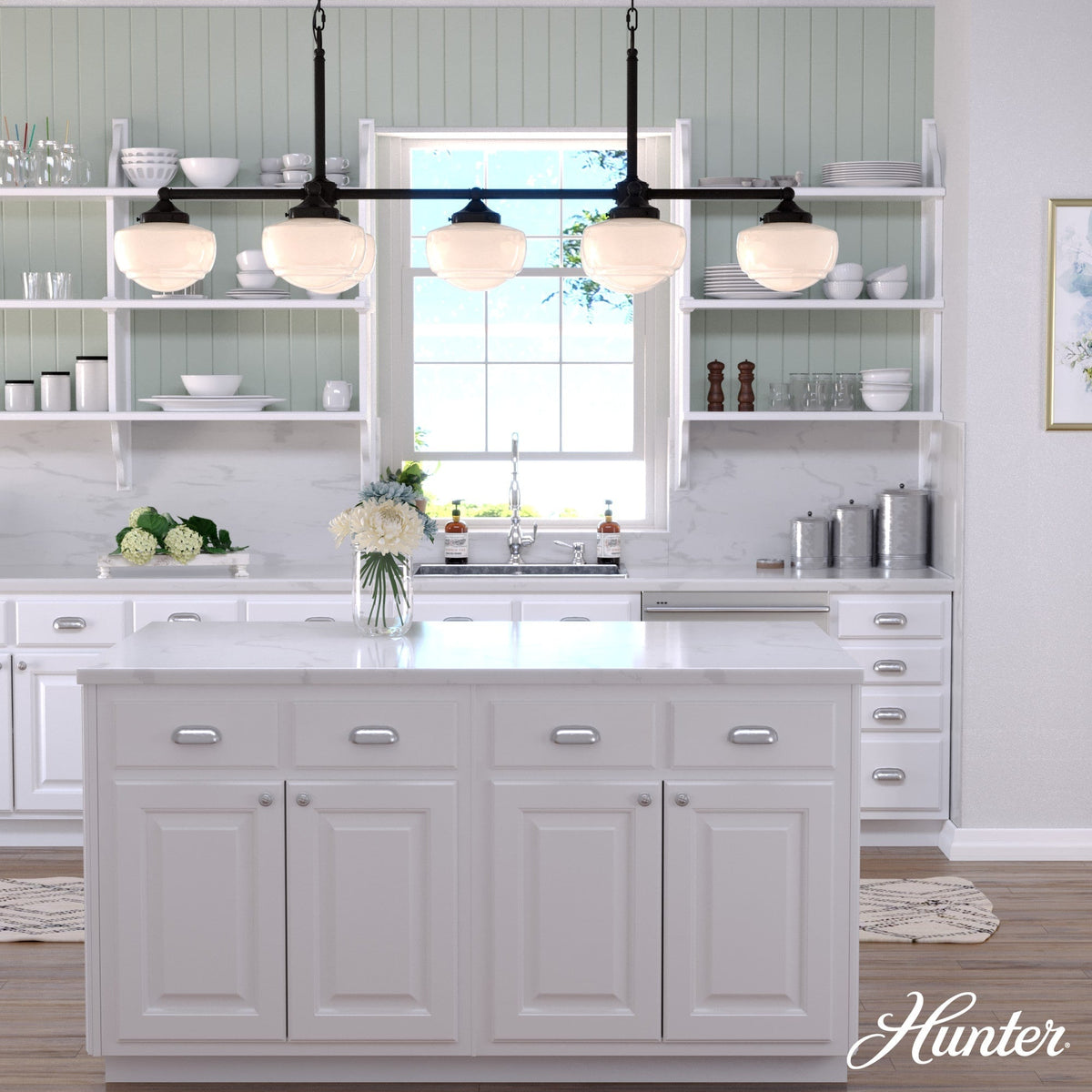 Hunter Saddle Creek 7-Light Satin Bronze Transitional Led Chandelier