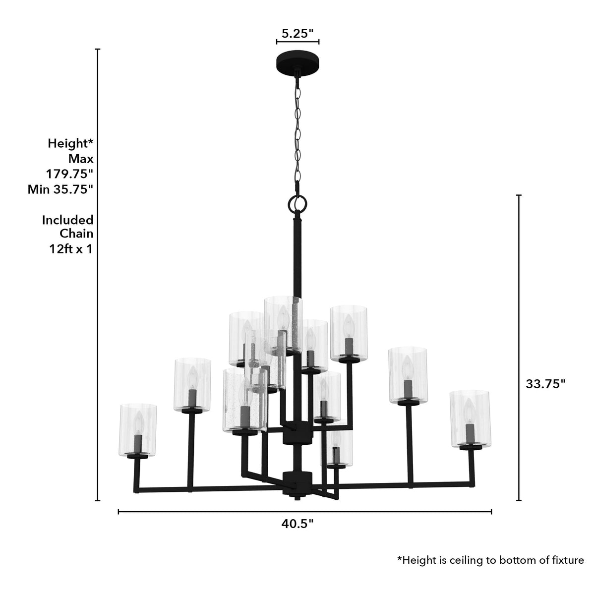 Hunter Kerrison 12-Light Satin Black Transitional Led Chandelier