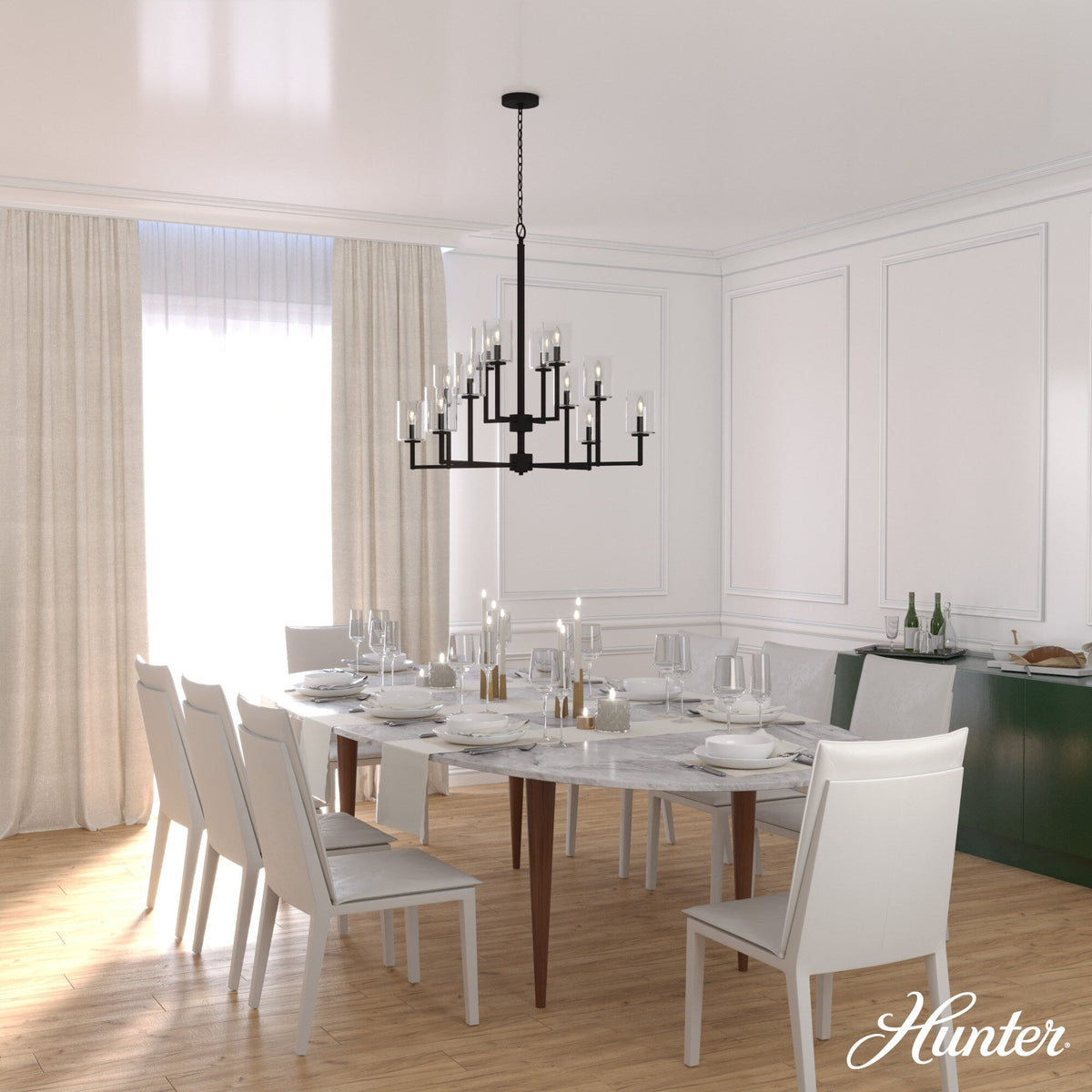 Hunter Kerrison 12-Light Satin Black Transitional Led Chandelier