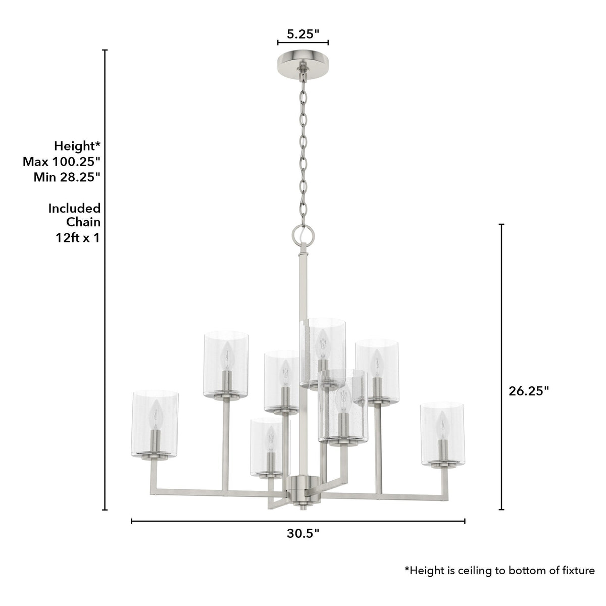 Hunter Kerrison 8-Light Brushed Nickel Transitional Led Chandelier