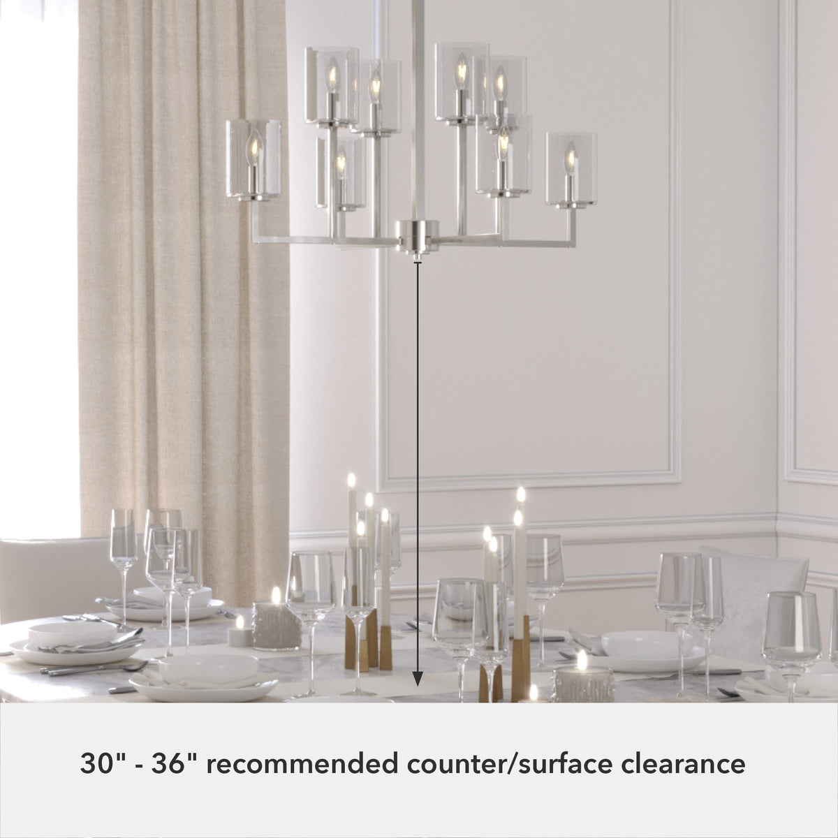 Hunter Kerrison 8-Light Brushed Nickel Transitional Led Chandelier