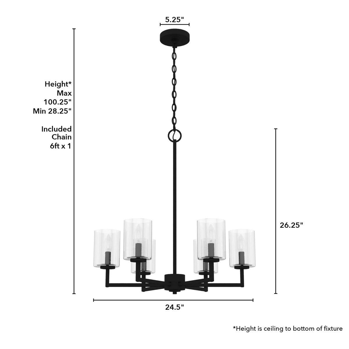 Hunter Kerrison 6-Light Satin Black Transitional Led Chandelier