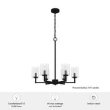 Hunter Kerrison 6-Light Satin Black Transitional Led Chandelier