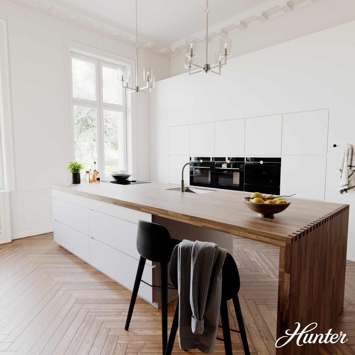 Hunter Kerrison 4-Light Brushed Nickel Transitional Led Chandelier