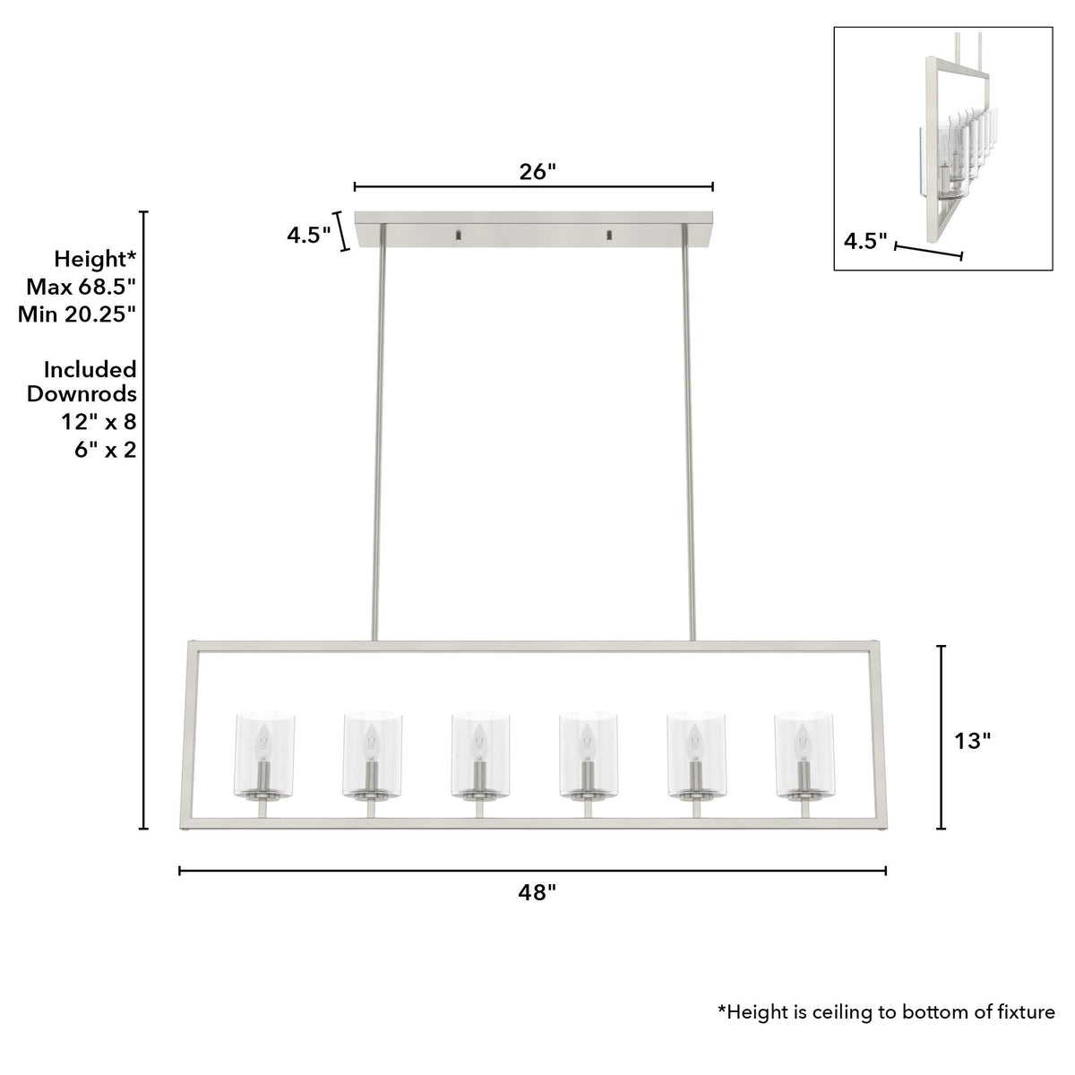 Hunter Kerrison 6-Light Brushed Nickel Transitional Led Chandelier