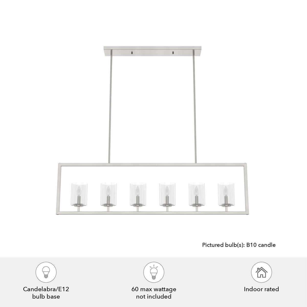 Hunter Kerrison 6-Light Brushed Nickel Transitional Led Chandelier
