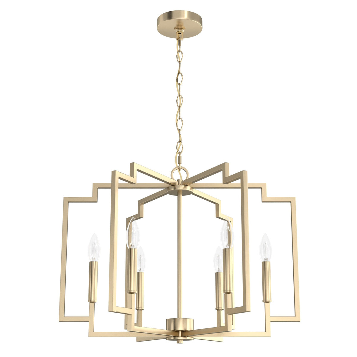 Hunter Zoanne 6-Light Satin Gold Modern/Contemporary Led Bare Bulb Chandelier